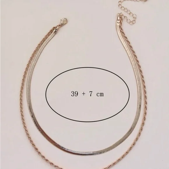 Anthropologie Ashley herringbone classy minimalist Gold layered necklace - Picture 2 of 4